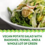 纯素土豆沙拉配萝卜，茴香和许多绿色蔬菜，一口一口素食为您服务